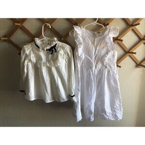 Bundle of 2 Items white dress, and top toddler 3-4 T